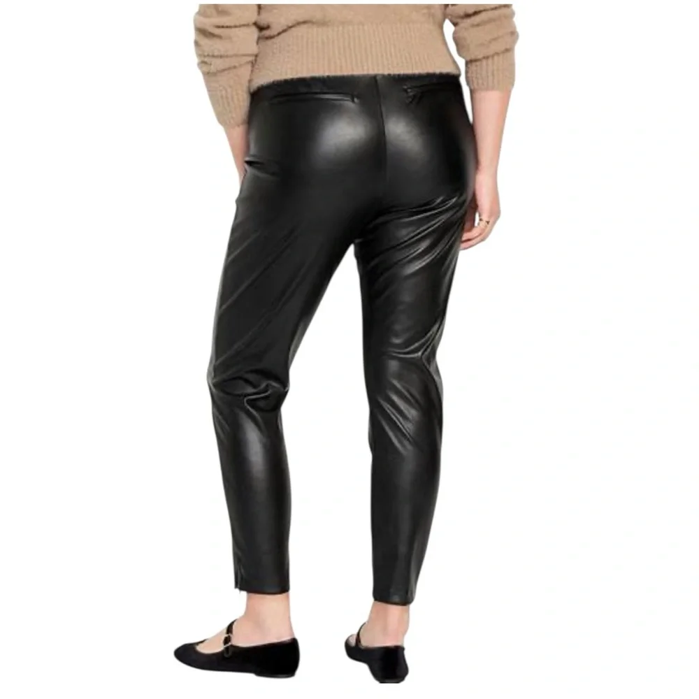 Old Navy Faux Leather High Rise Pants Size 14 Skinny Tapered Side Zip